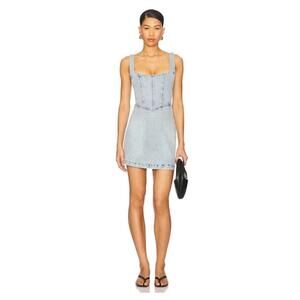 Show Me Your Mumu Denim Corset Sleeveless Mini Dress Blue Size M Revolve
